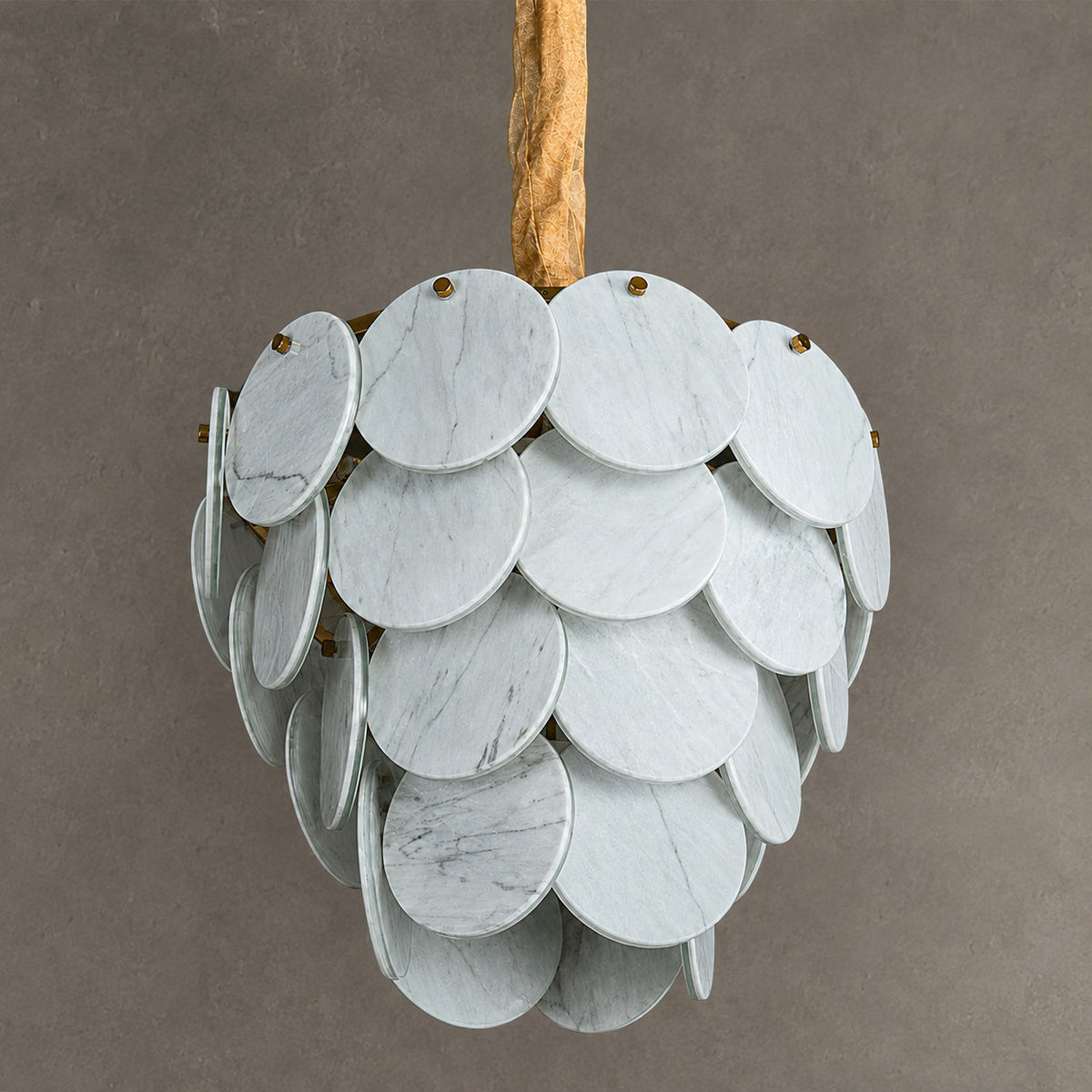 Modern Pearl Mist Gray Luxury stone Petal Chandelier