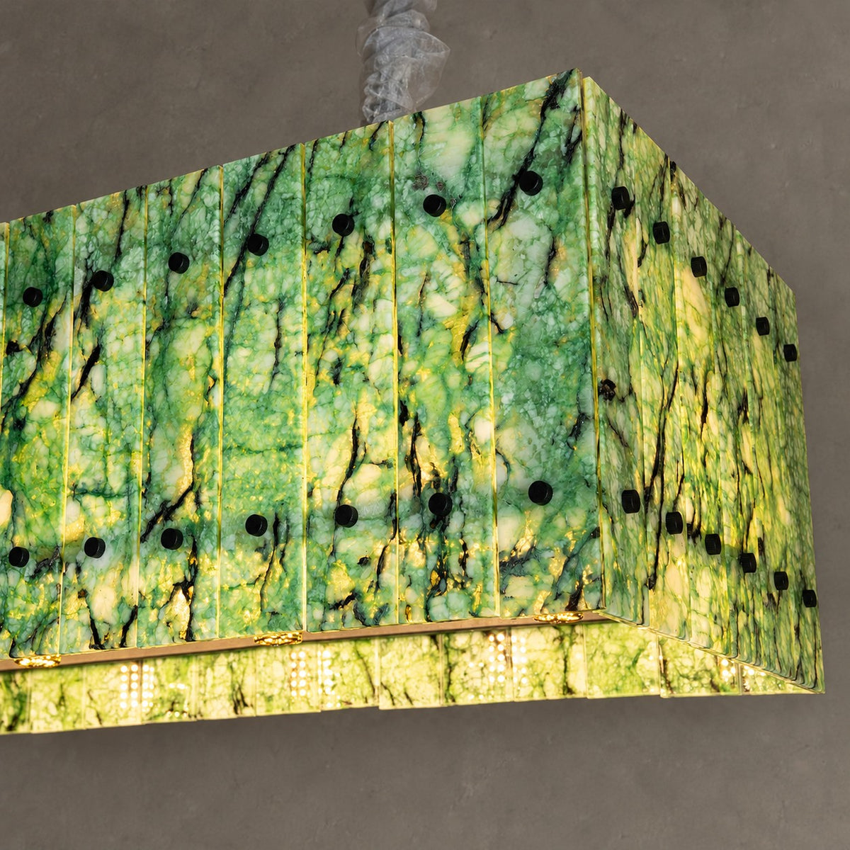 Modern Rectangular Luxury Stone Linear Chandelier