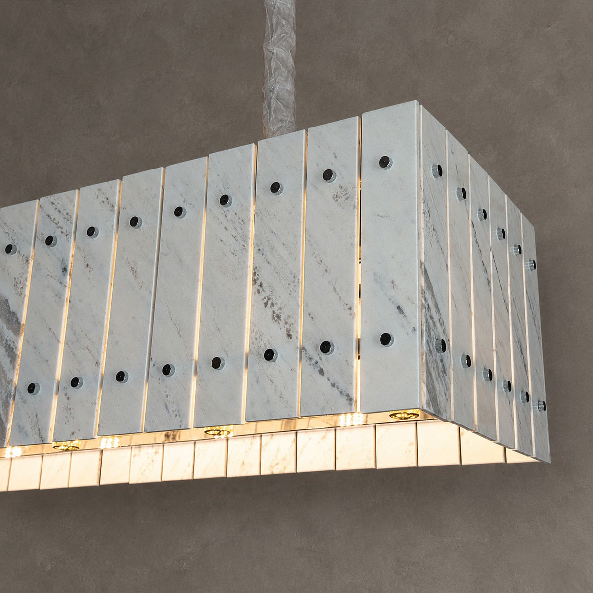 Modern Rectangular Luxury Stone Linear Chandelier