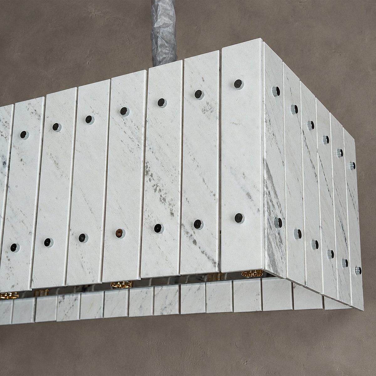 Modern Rectangular Luxury Stone Linear Chandelier