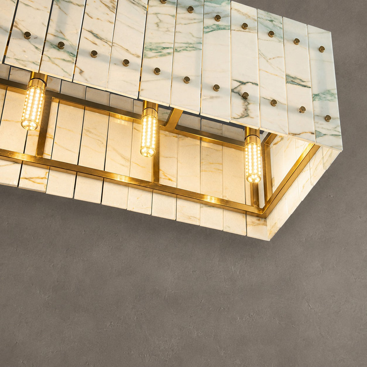 Modern Rectangular Luxury Stone Linear Chandelier