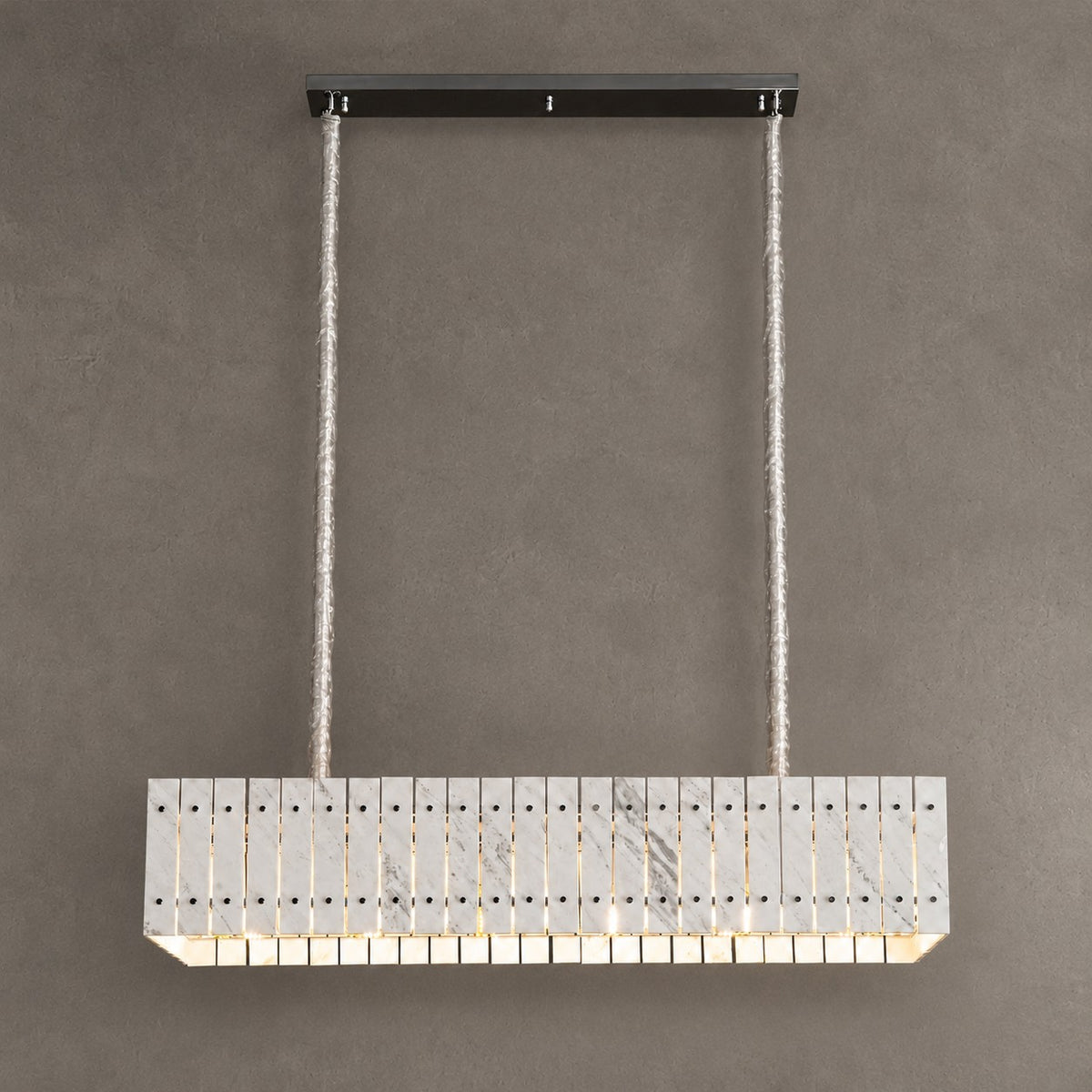 Modern Rectangular Luxury Stone Linear Chandelier