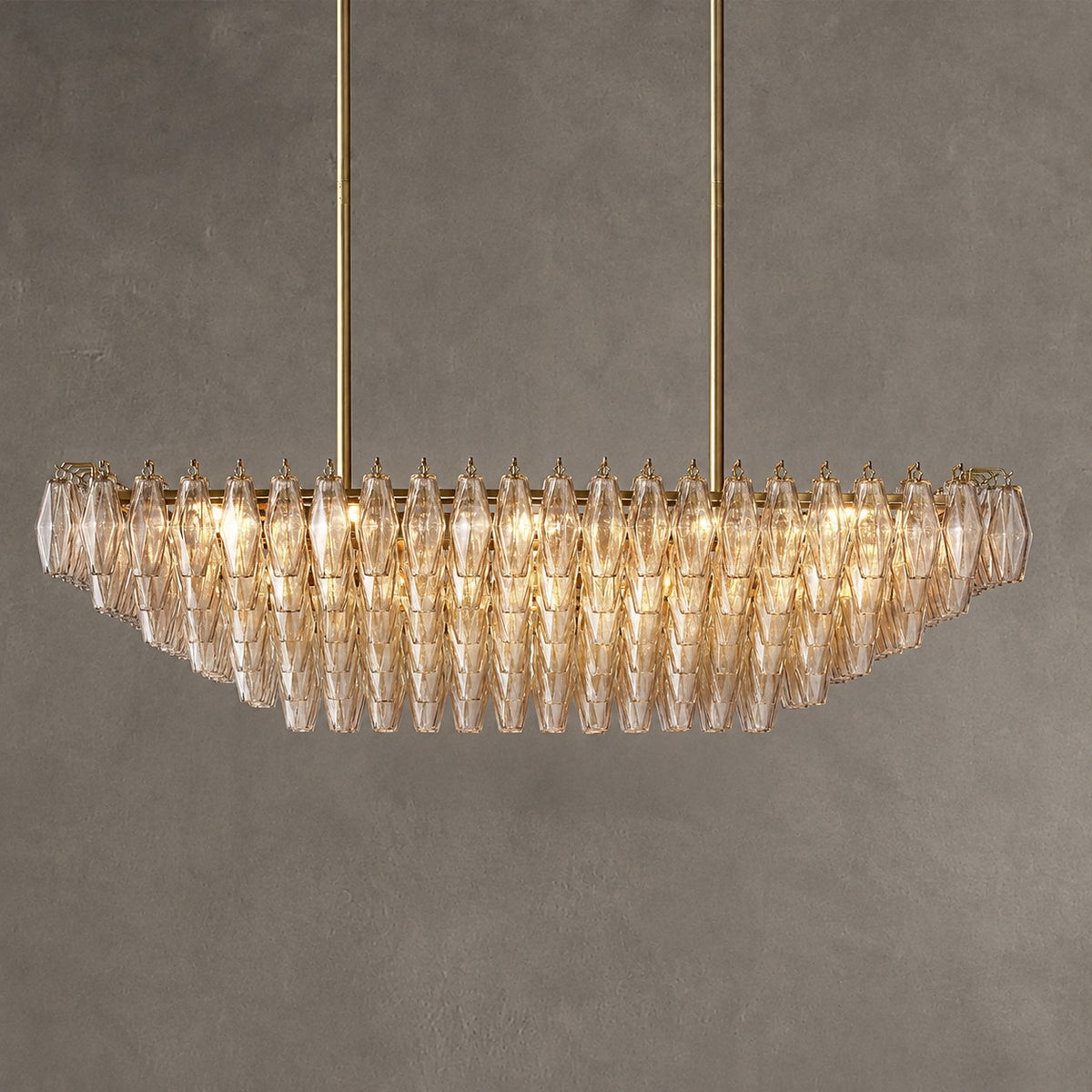Modern Round/Rectangular/Funnel Smoke Glass Chandelier for Low-ceiling