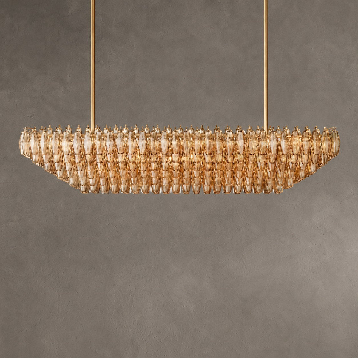 Modern Round/Rectangular/Funnel Smoke Glass Chandelier for Low-ceiling