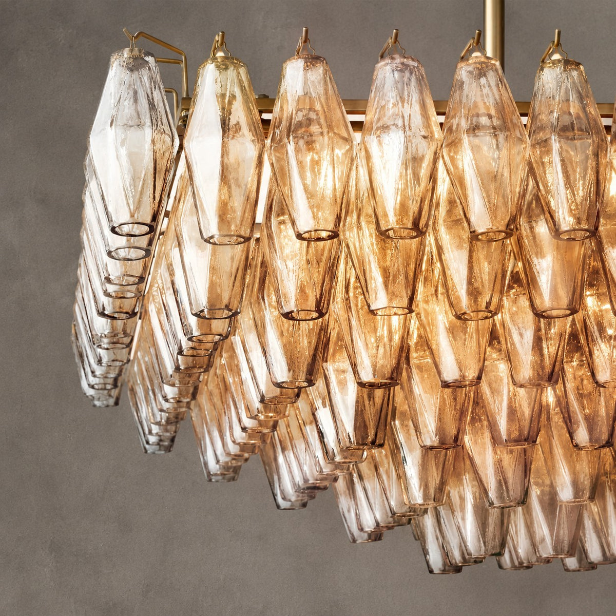 Modern Round/Rectangular/Funnel Smoke Glass Chandelier for Low-ceiling