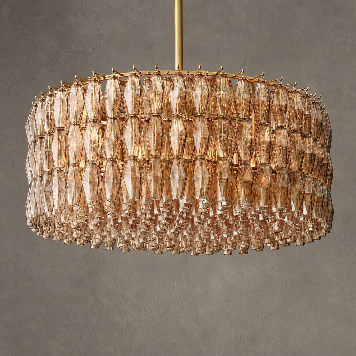 Modern Round/Rectangular/Funnel Smoke Glass Chandelier for Low-ceiling