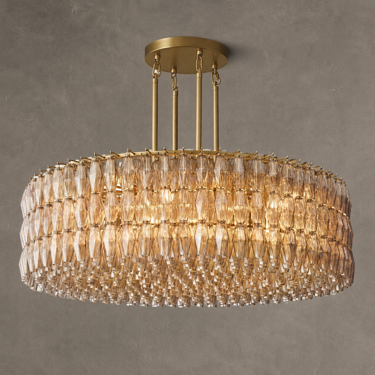 Modern Round/Rectangular/Funnel Smoke Glass Chandelier for Low-ceiling