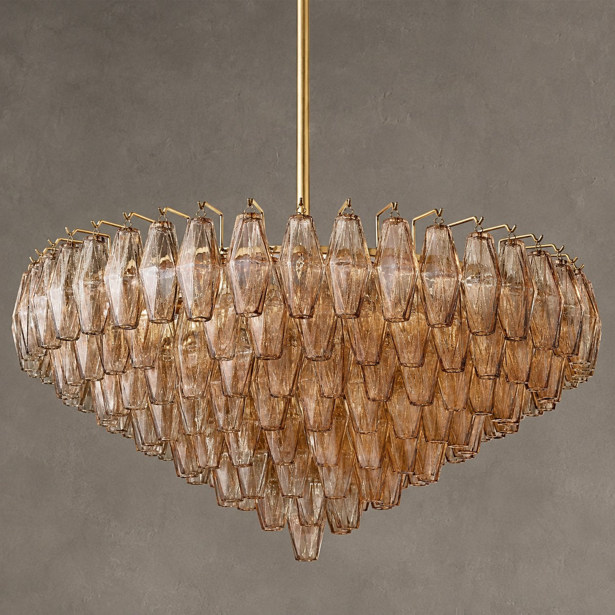 Modern Round/Rectangular/Funnel Smoke Glass Chandelier for Low-ceiling