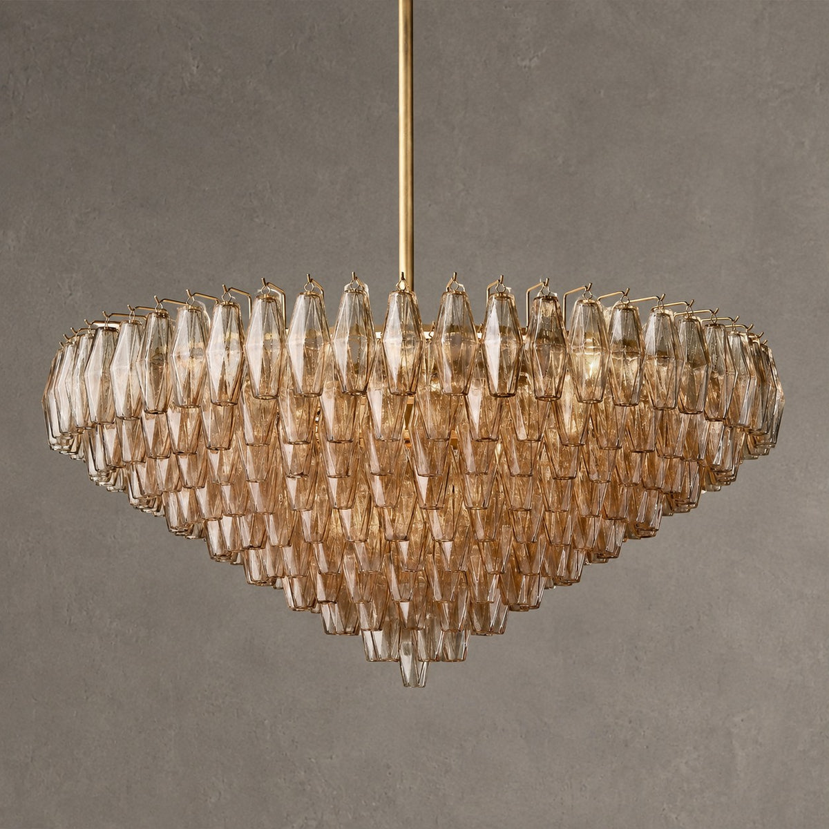 Modern Round/Rectangular/Funnel Smoke Glass Chandelier for Low-ceiling