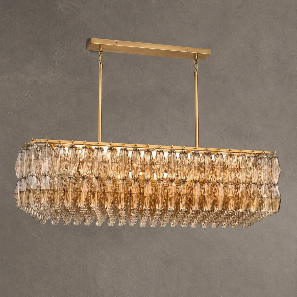 Modern Round/Rectangular/Funnel Smoke Glass Chandelier for Low-ceiling