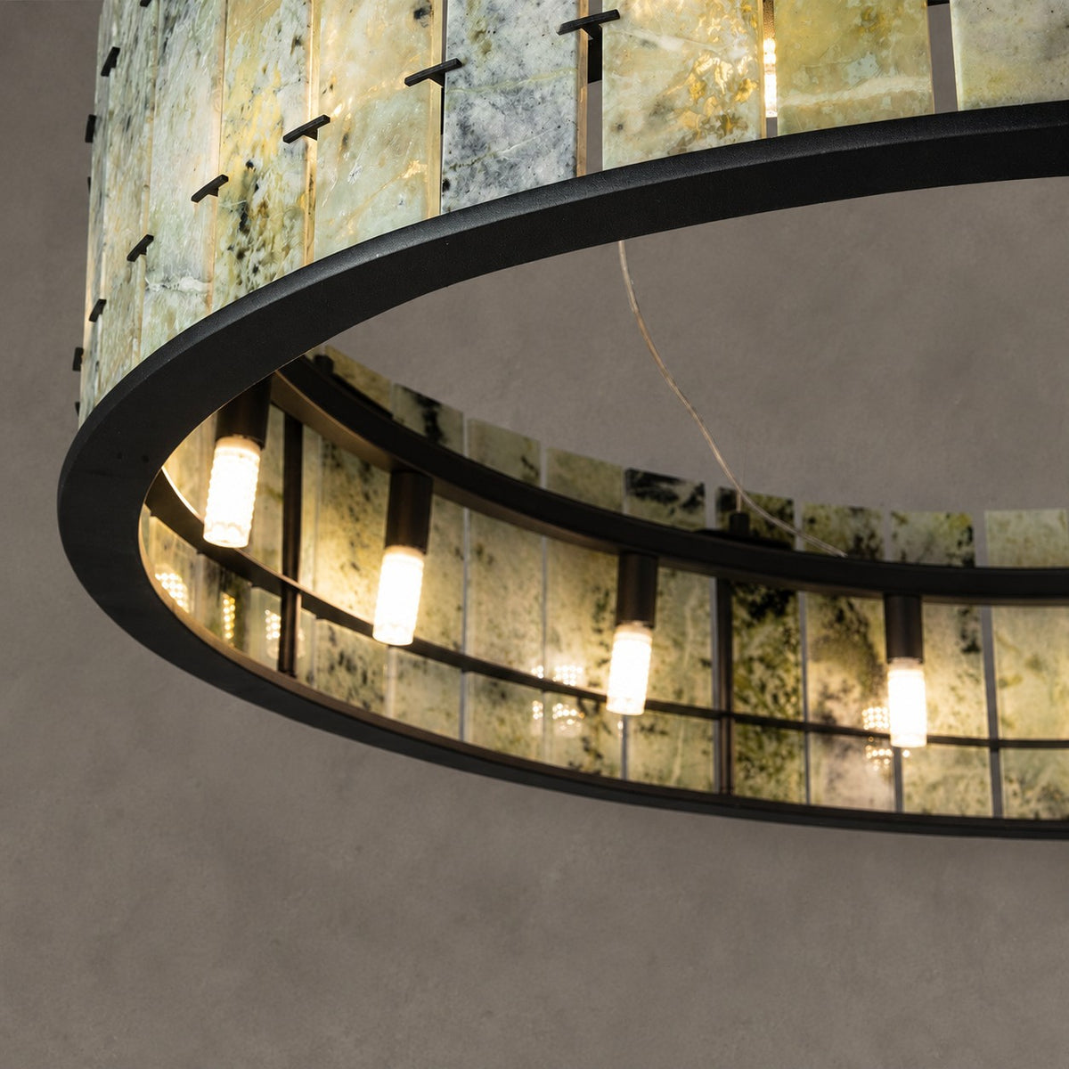 Modern Sculptural Luxury Stone Drum Chandelier
