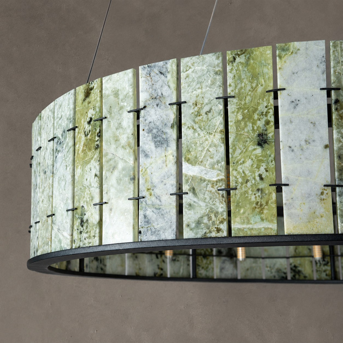 Modern Sculptural Luxury Stone Drum Chandelier