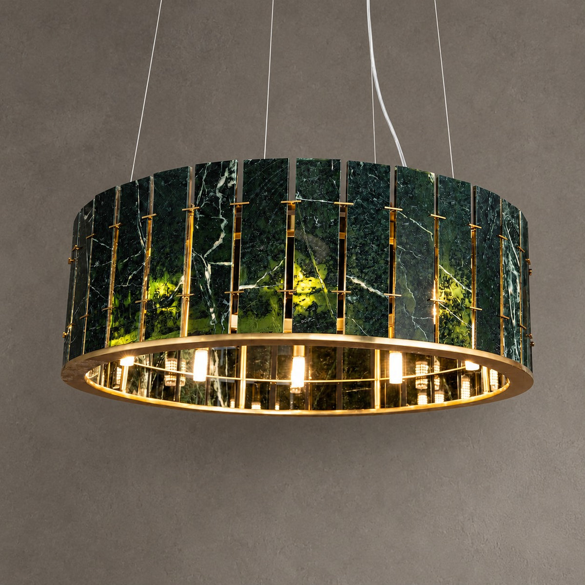 Modern Sculptural Luxury Stone Drum Chandelier