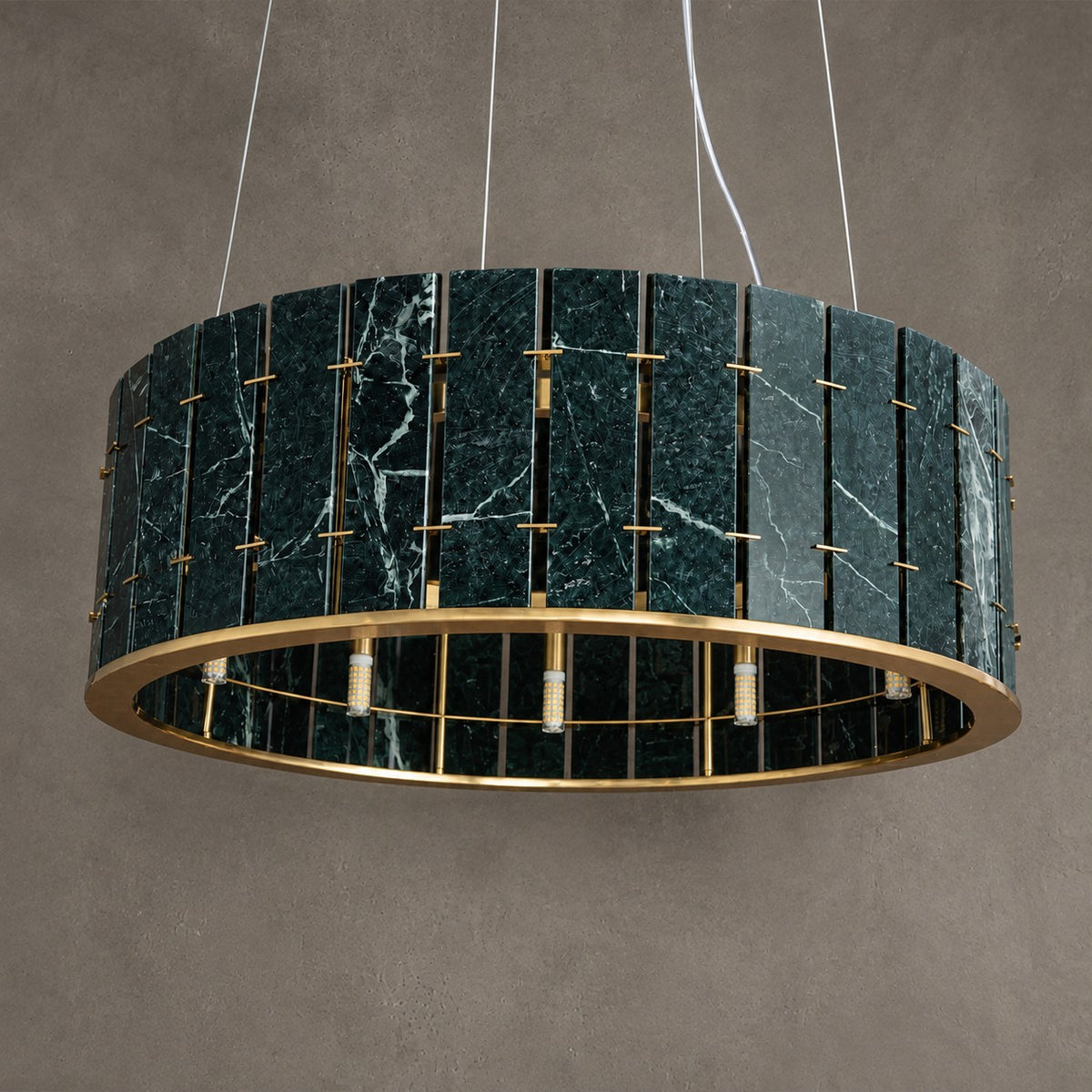 Modern Sculptural Luxury Stone Drum Chandelier