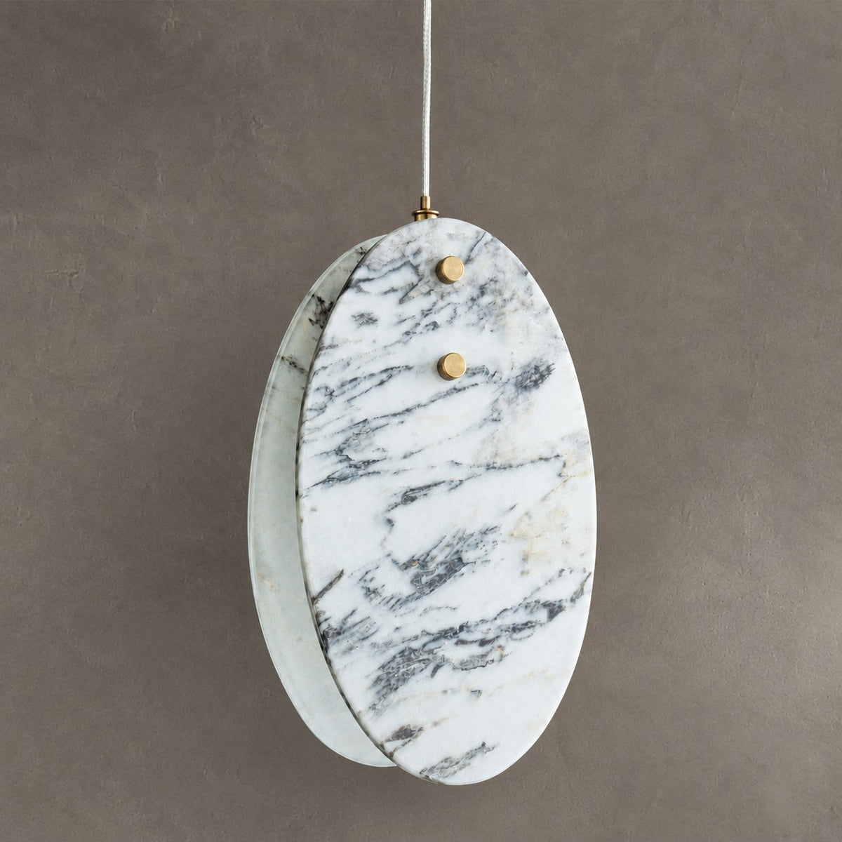 Modern Sculptural Luxury stone Oval Pendant Light Set