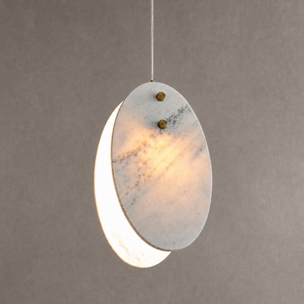 Modern Sculptural Luxury stone Oval Pendant Light Set
