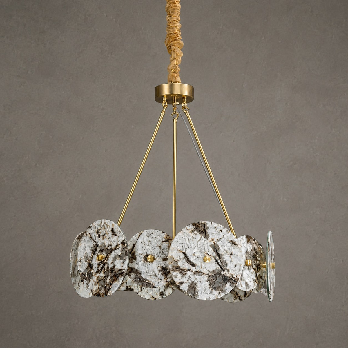 Modern Sculptural Snowcrest White Luxury stone LED Chandelier