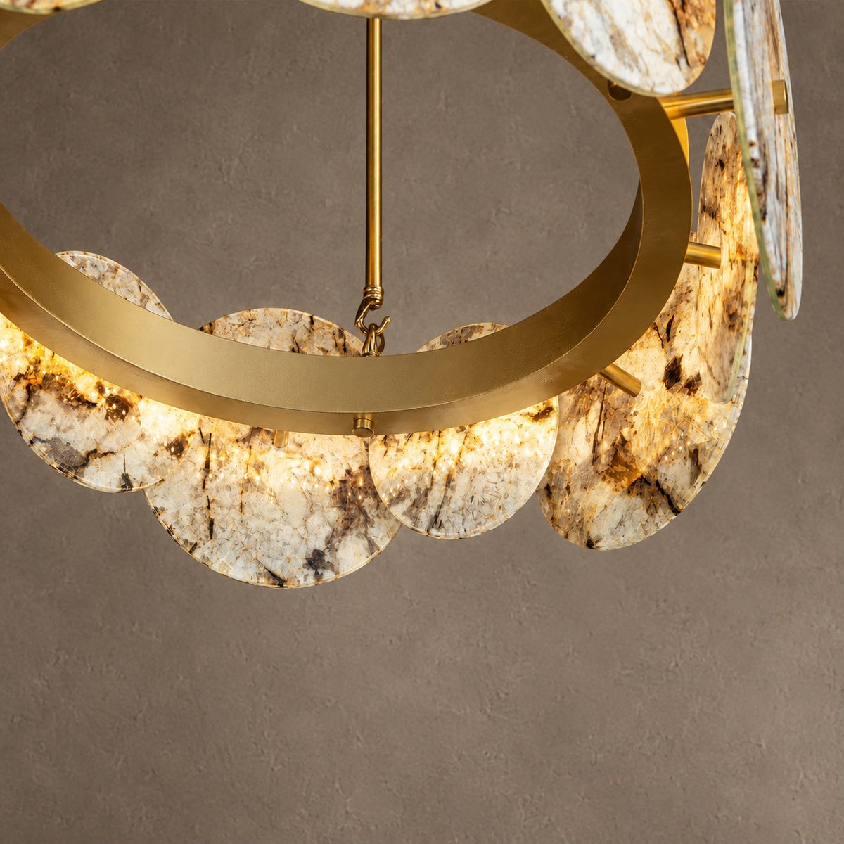 Modern Sculptural Snowcrest White Luxury stone LED Chandelier