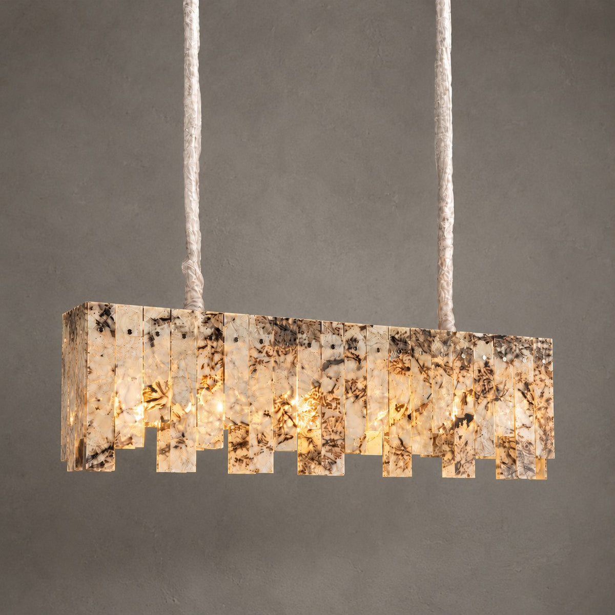 Modern Snowcrest White Luxury stone Linear Chandelier