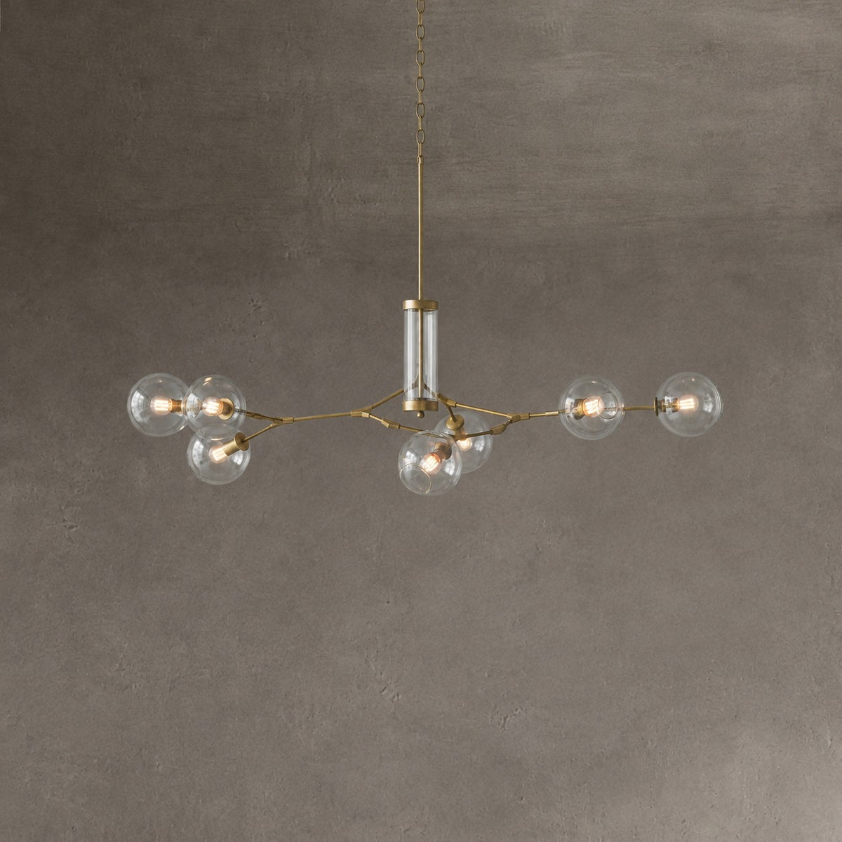 Modern Sputnik Smoky Gray/Amber Glass Branch Chandelier for Kitchen Island/Dining Room
