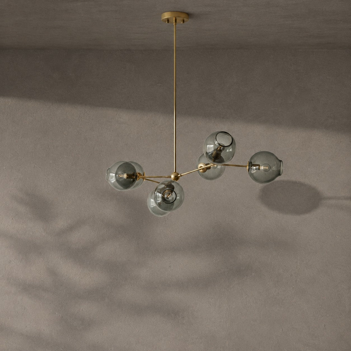 Modern Sputnik Smoky Gray/Amber Glass Branch Chandelier for Kitchen Island/Dining Room