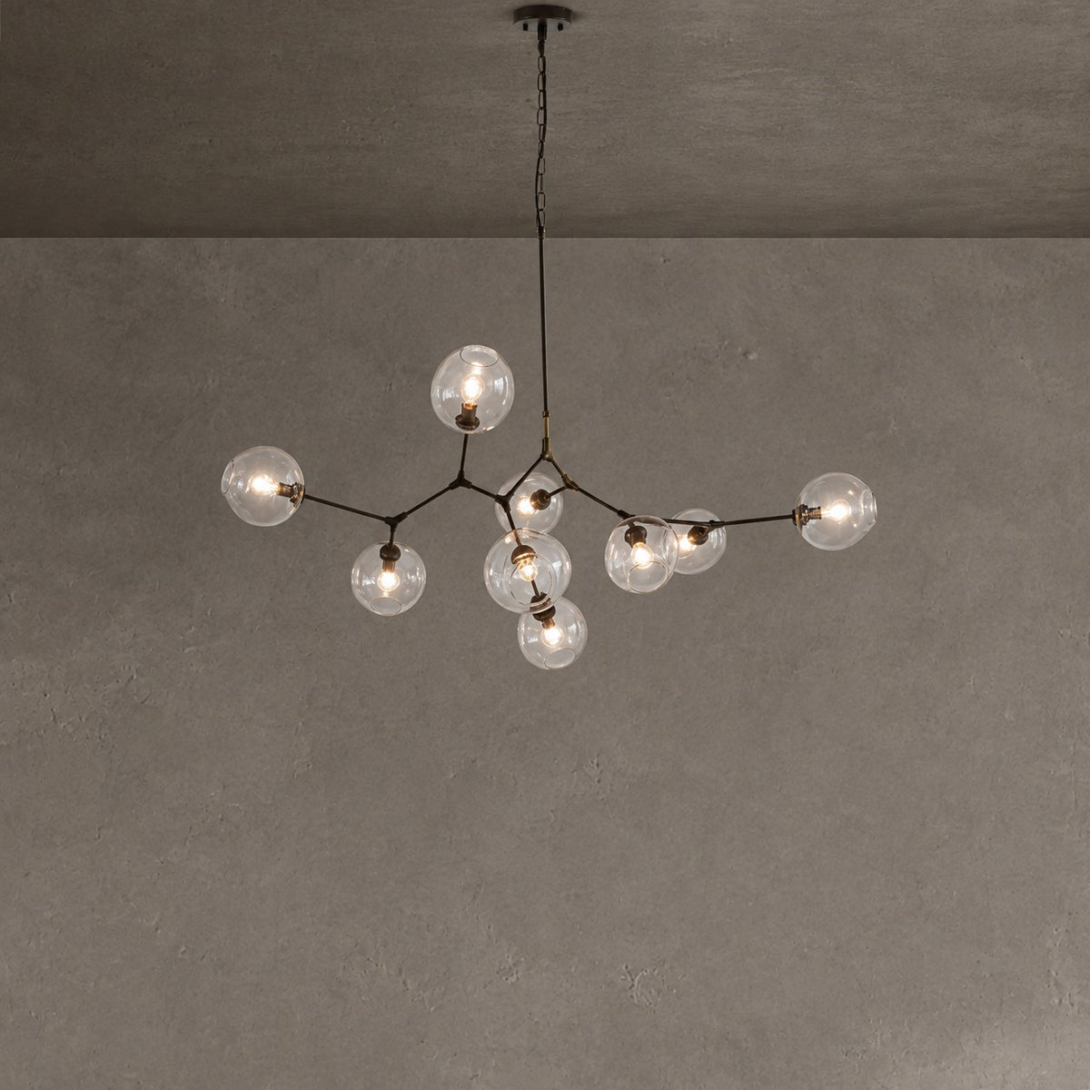 Modern Sputnik Smoky Gray/Amber Glass Branch Chandelier for Kitchen Island/Dining Room