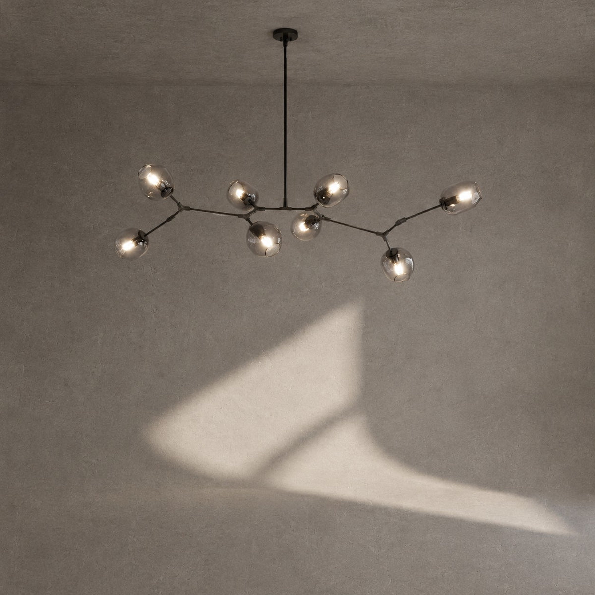 Modern Sputnik Smoky Gray/Amber Glass Branch Chandelier for Kitchen Island/Dining Room