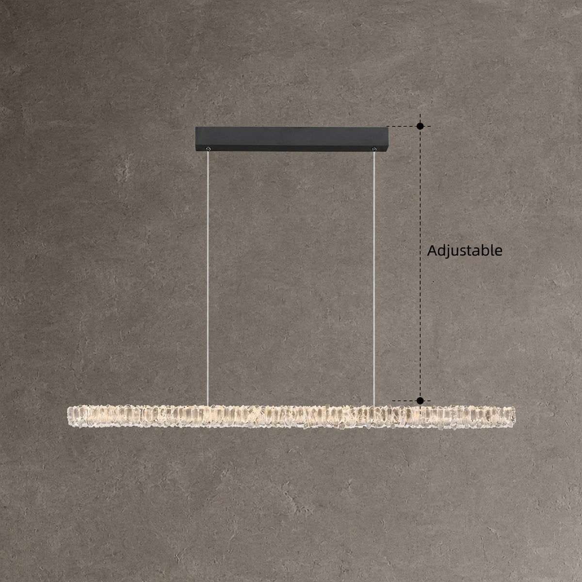 Modern Style Linear Natural Crystal Chandelier