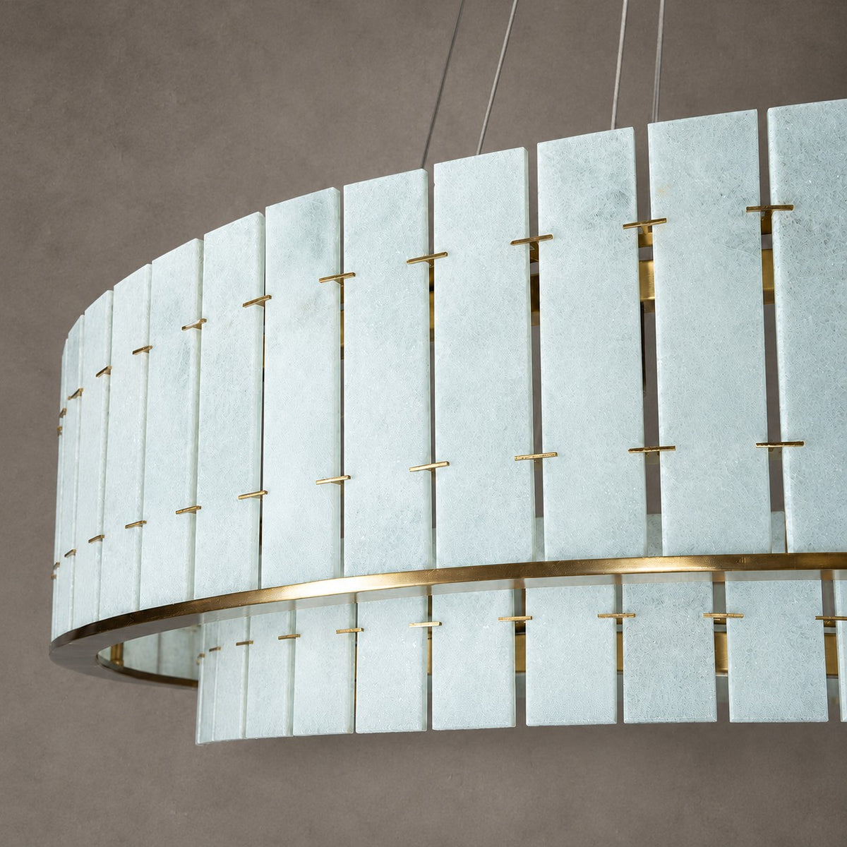 Modern Two-Tier Luxury Stone Round Chandelier
