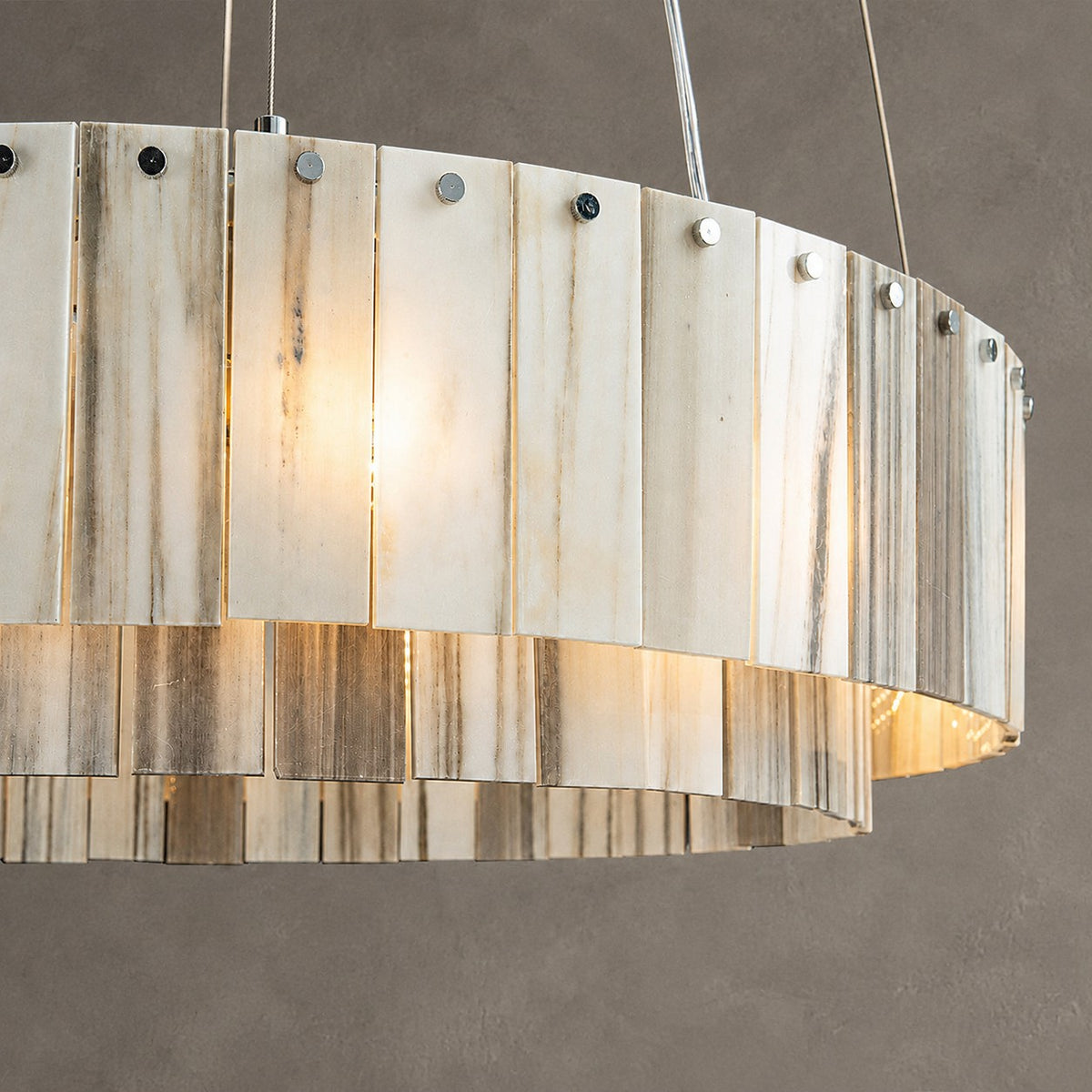Modern Two-Tier Luxury Stone Round Chandelier