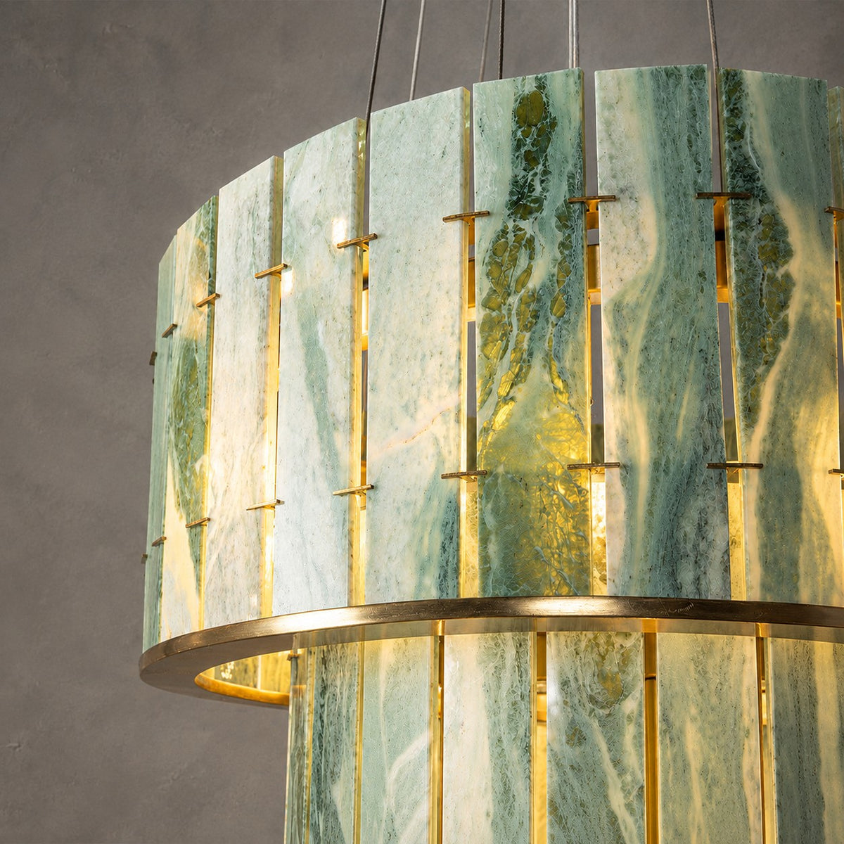Modern Two-Tier Luxury Stone Round Chandelier