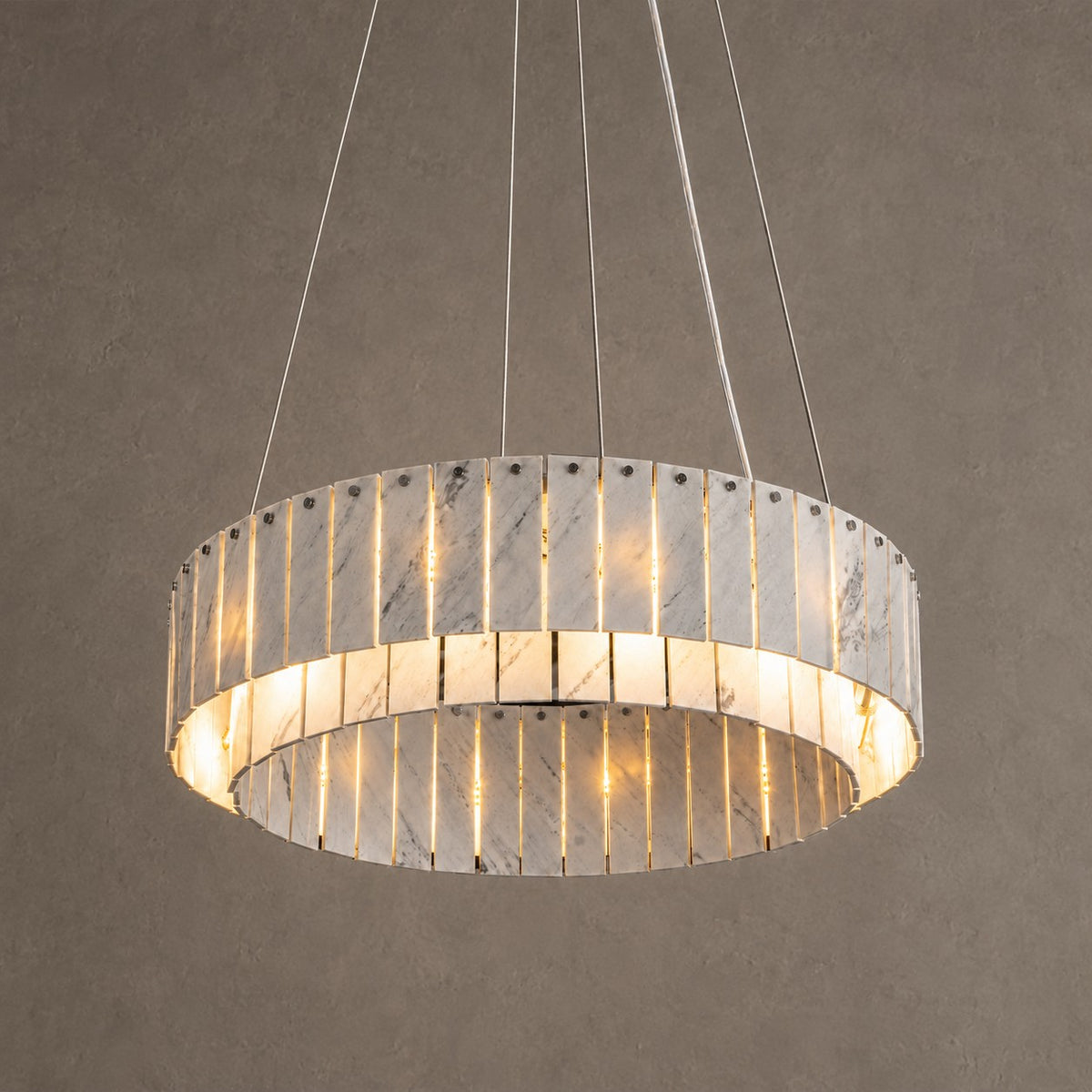 Modern Two-Tier Luxury Stone Round Chandelier