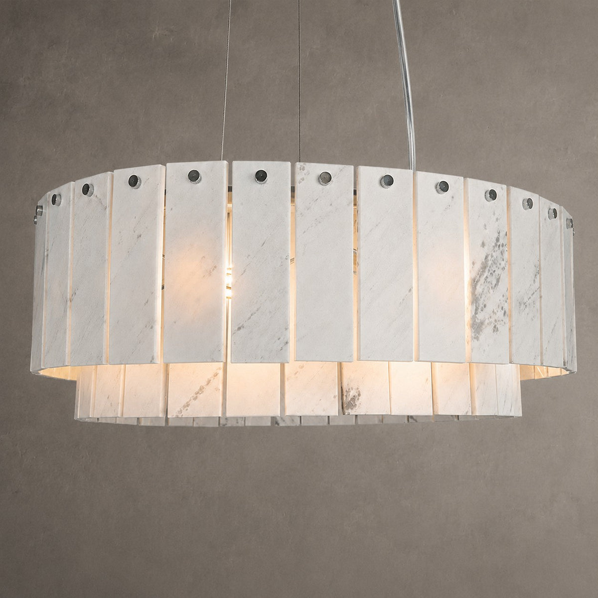 Modern Two-Tier Luxury Stone Round Chandelier