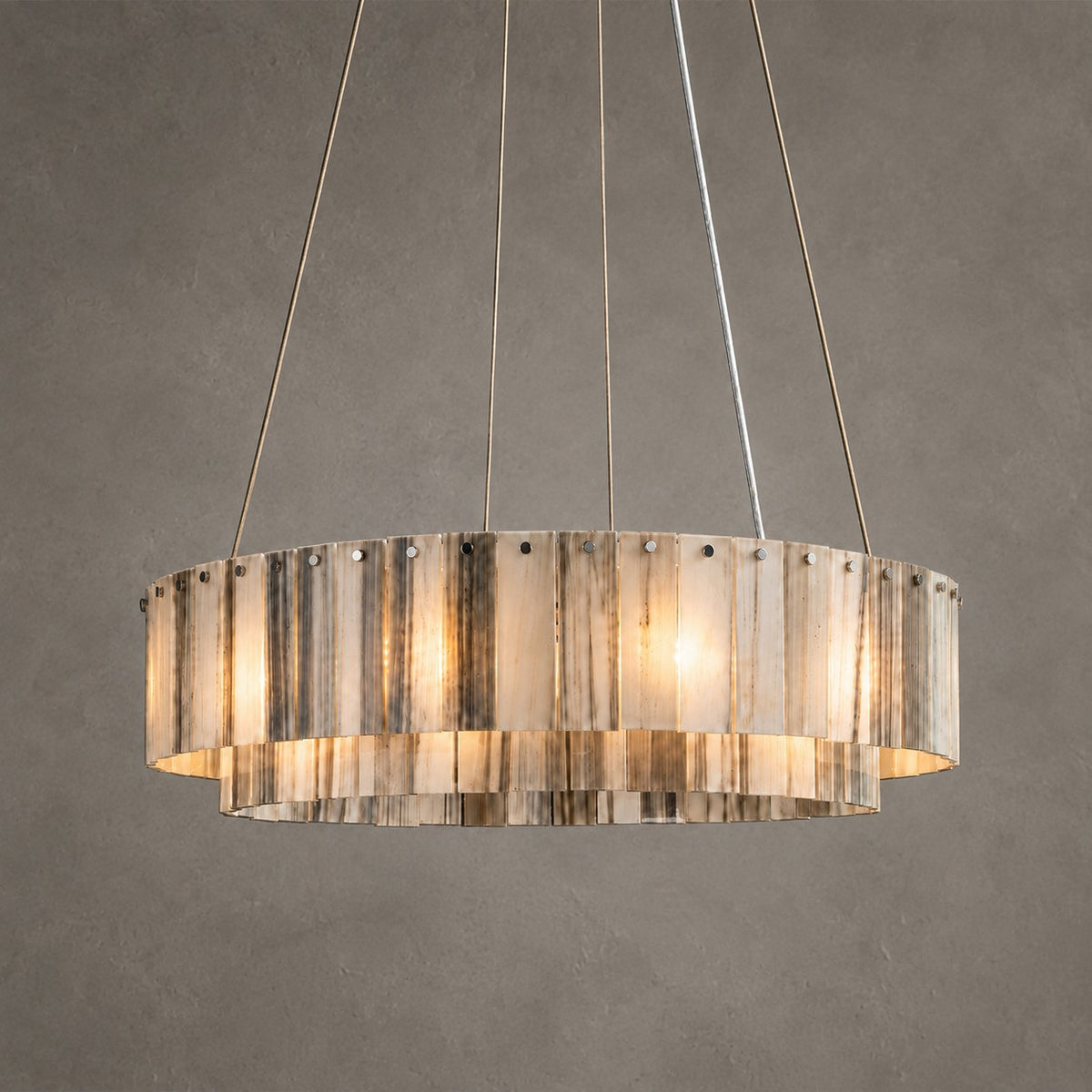 Modern Two-Tier Luxury Stone Round Chandelier