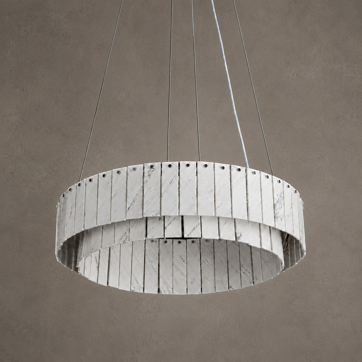 Modern Two-Tier Luxury Stone Round Chandelier