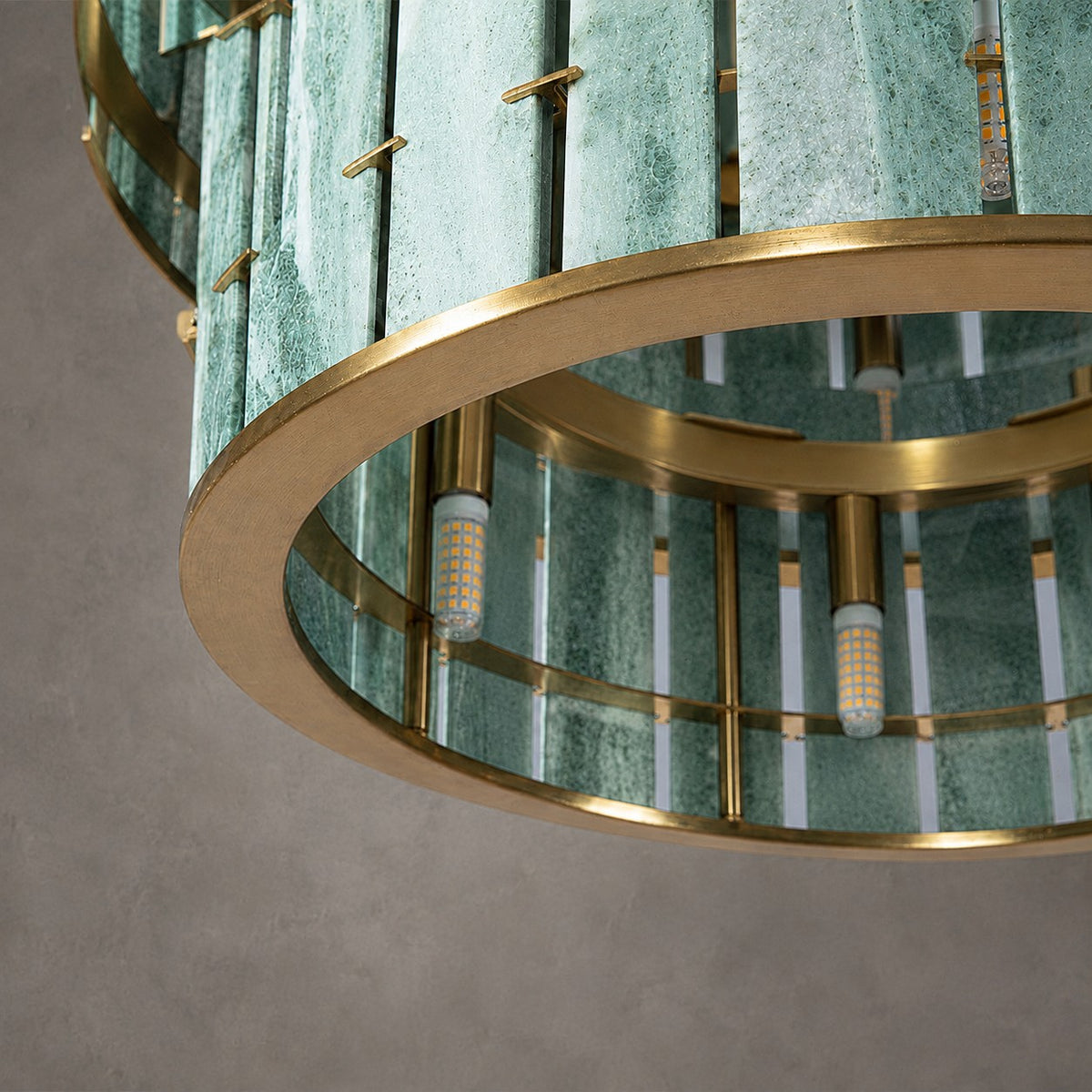 Modern Two-Tier Luxury Stone Round Chandelier