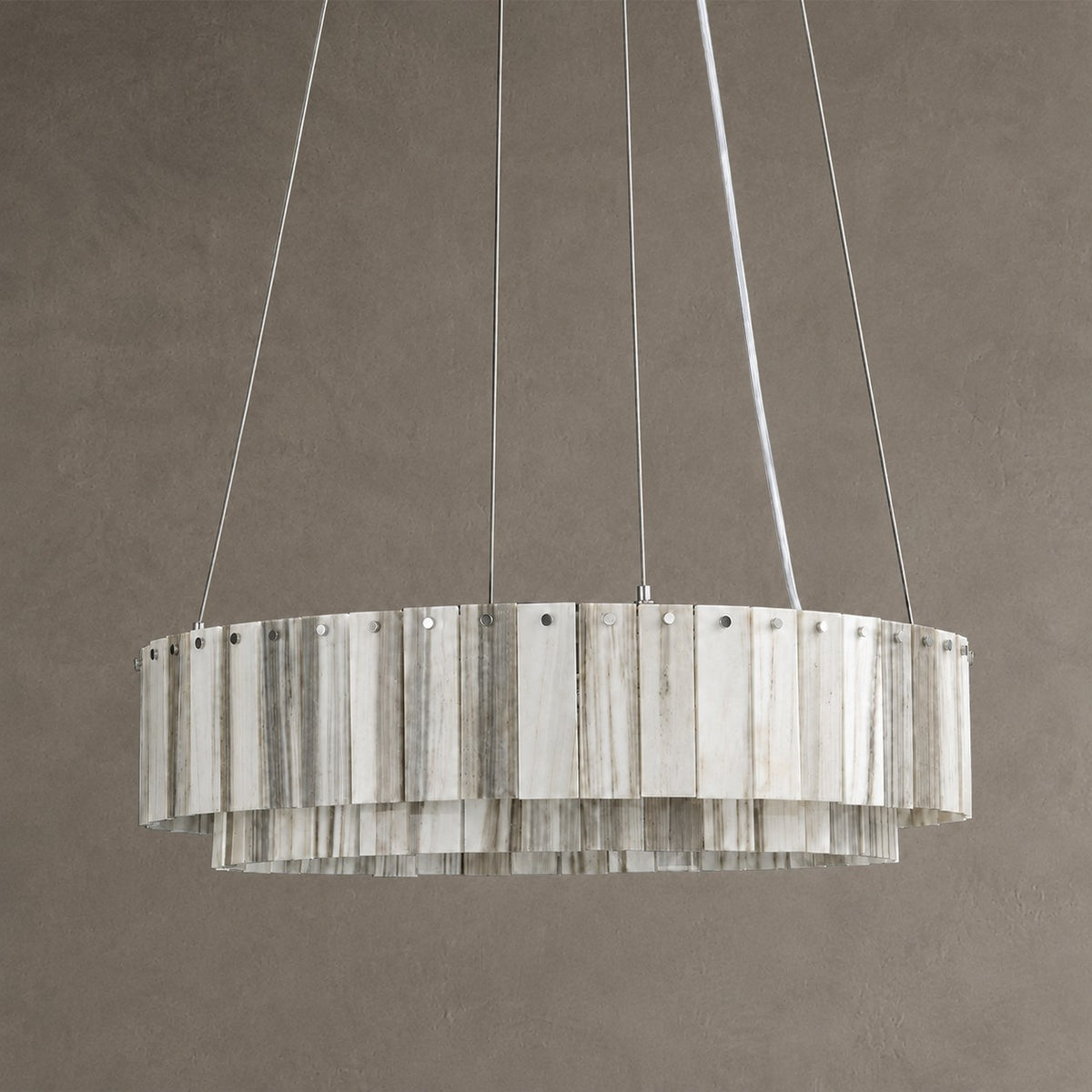 Modern Two-Tier Luxury Stone Round Chandelier
