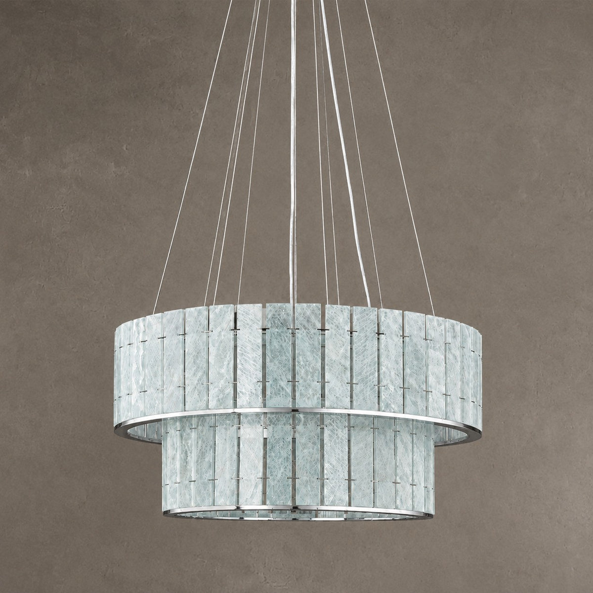 Modern Two-Tier Luxury Stone Round Chandelier