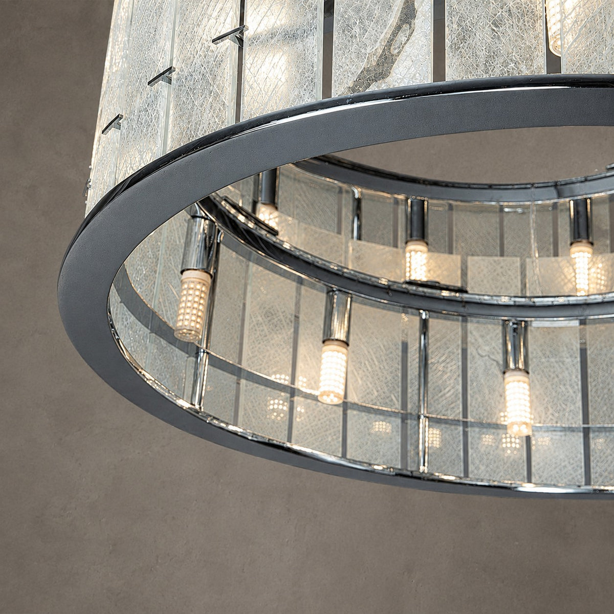 Modern Two-Tier Luxury Stone Round Chandelier