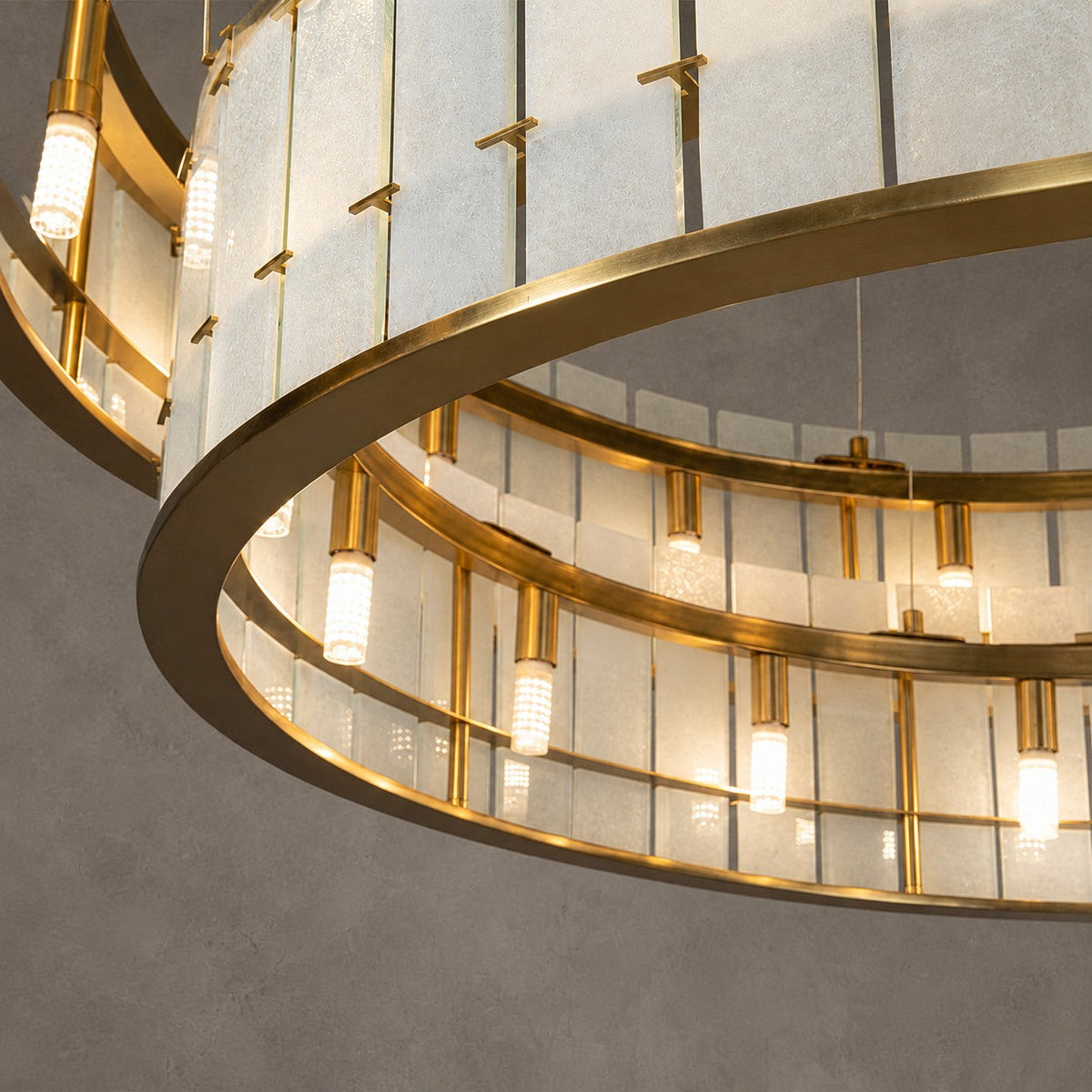 Modern Two-Tier Luxury Stone Round Chandelier