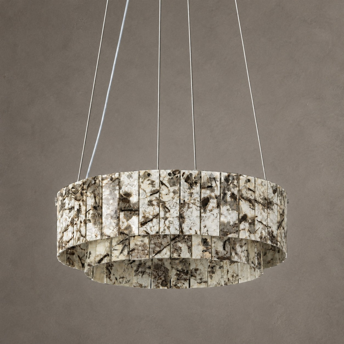 Modern Two-Tier Luxury Stone Round Chandelier