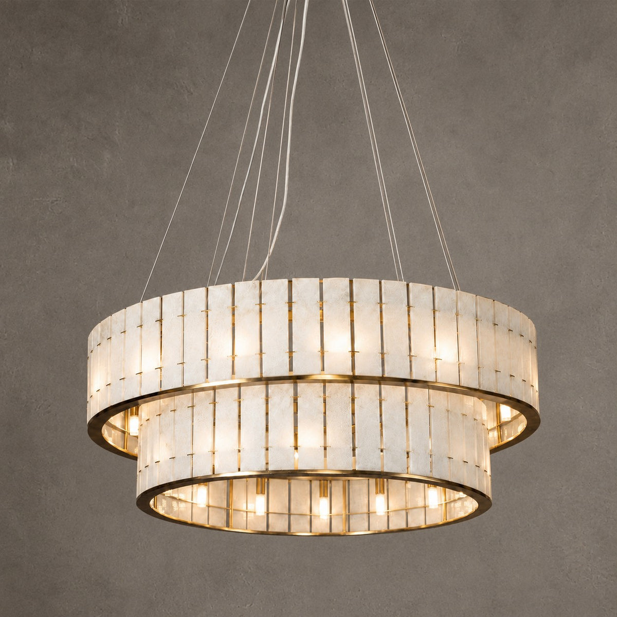 Modern Two-Tier Luxury Stone Round Chandelier