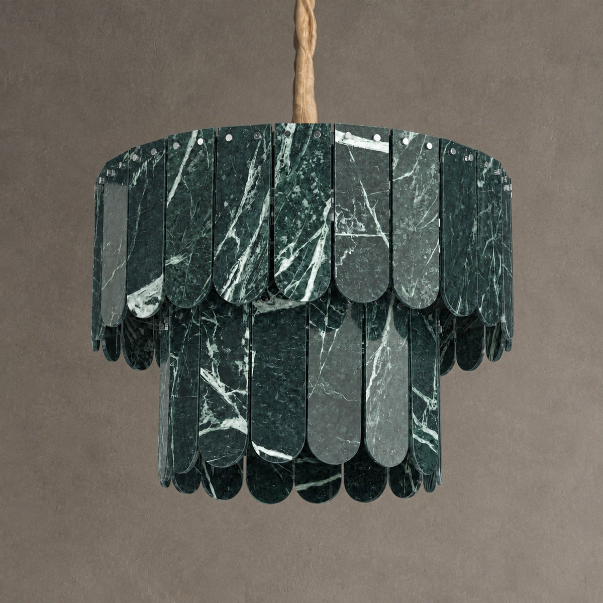 Modern Two-Tier Prada Green Luxury stone Chandelier