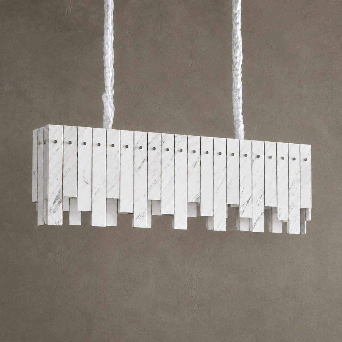 Modern Yugoslav White Luxury Stone Linear Chandelier