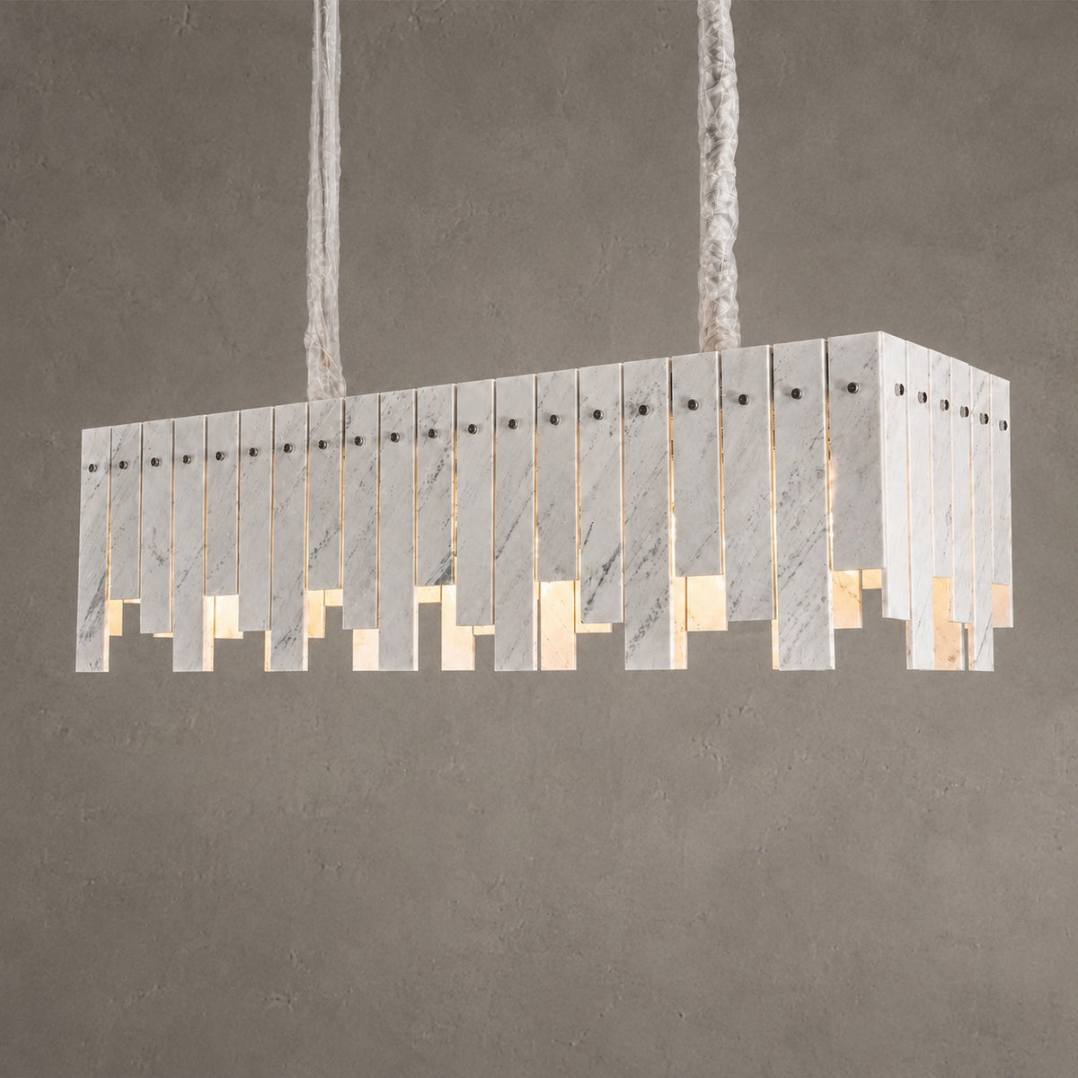 Modern Yugoslav White Luxury Stone Linear Chandelier