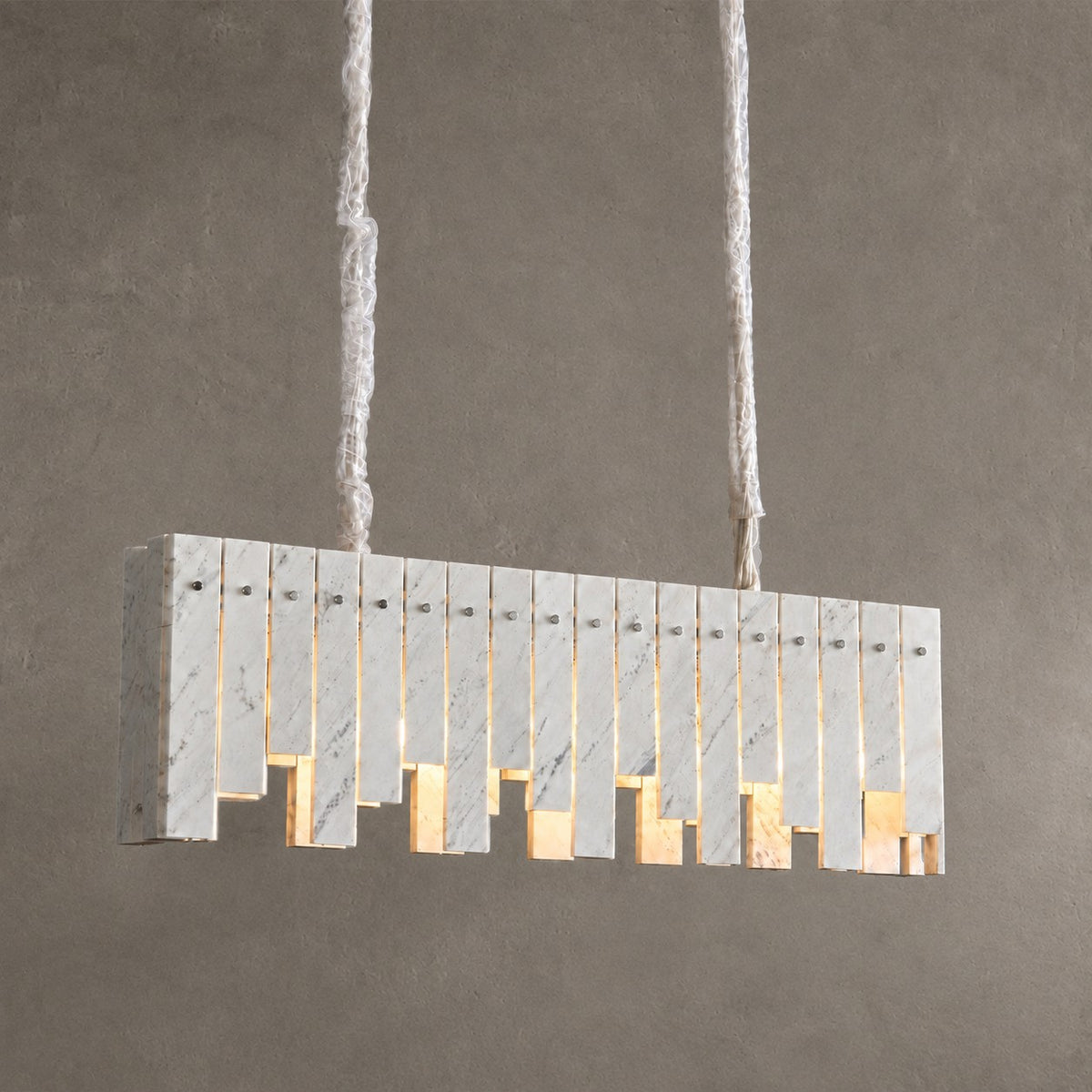 Modern Yugoslav White Luxury Stone Linear Chandelier