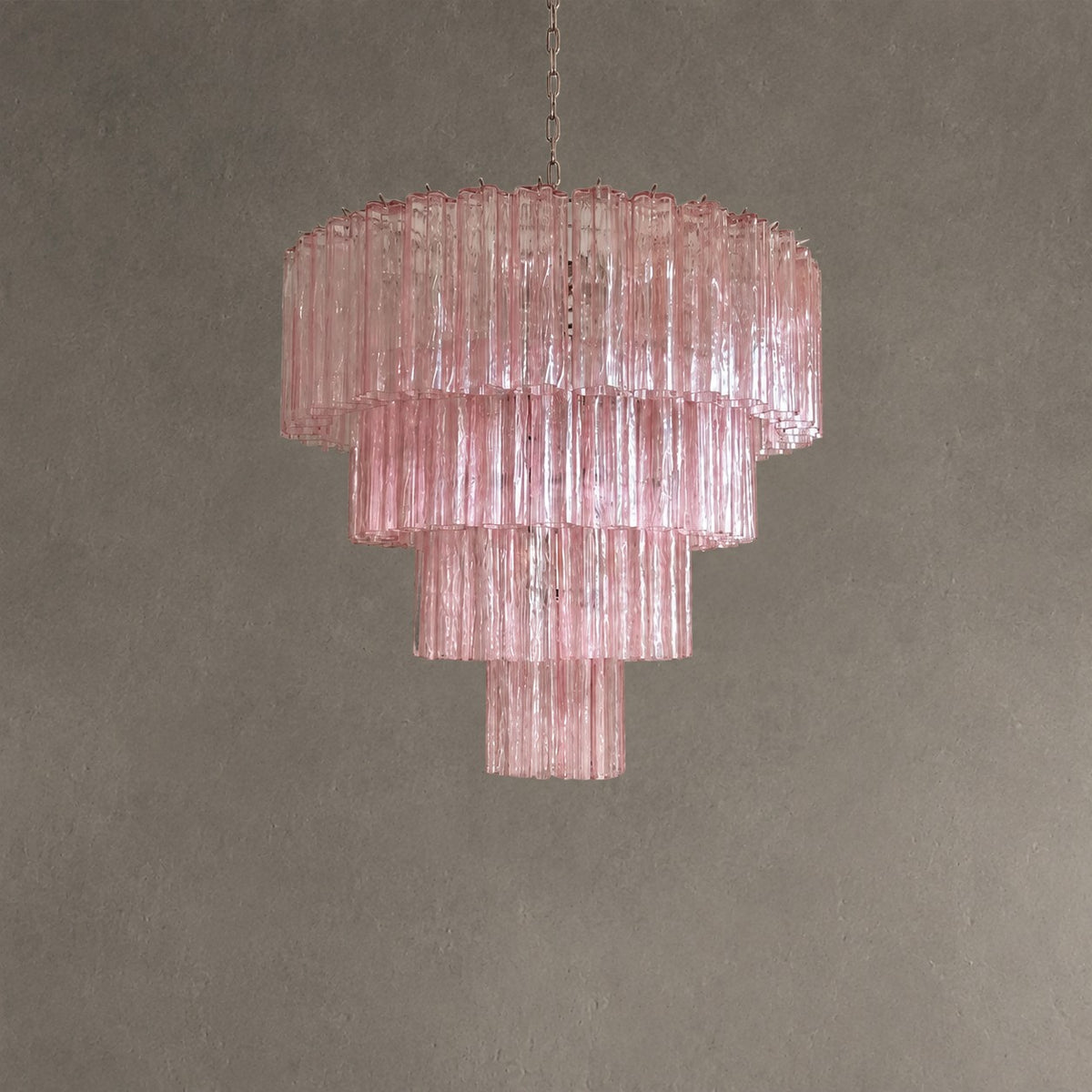 Murano Pink Glass Tube Chandelier 78-Light