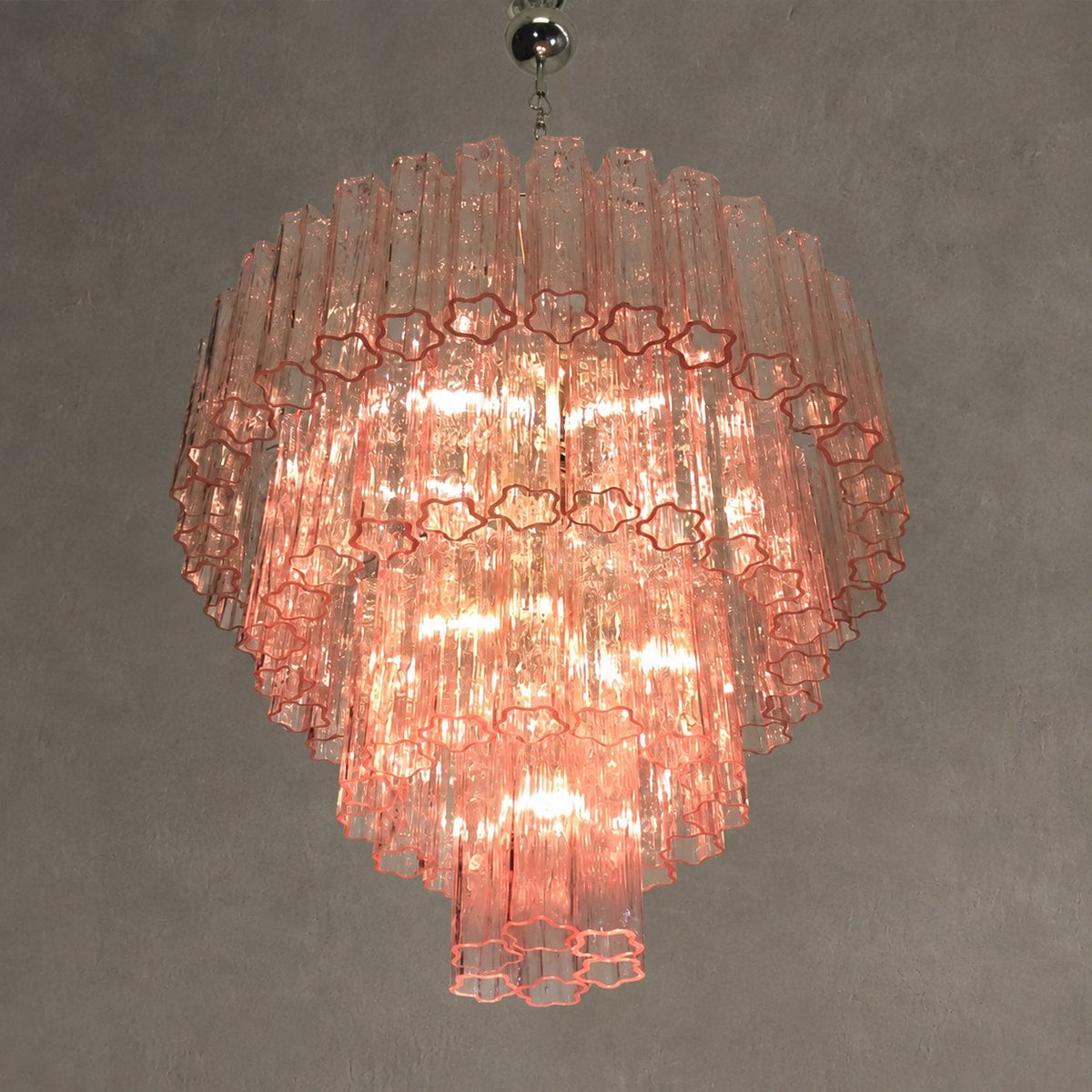 Murano Pink Glass Tube Chandelier 78-Light