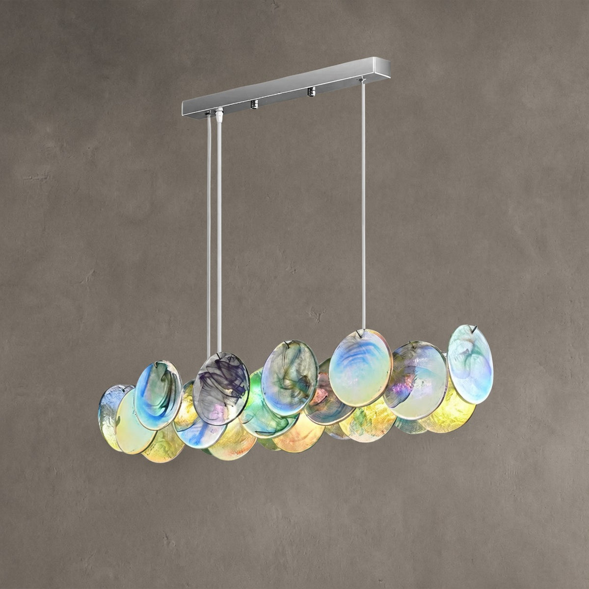 Murano Swirl Glass Disc Chandelier