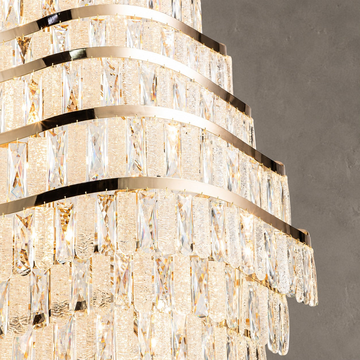 New Luxury Wavy Multi-tiered Crystal Chandelier for Living Room